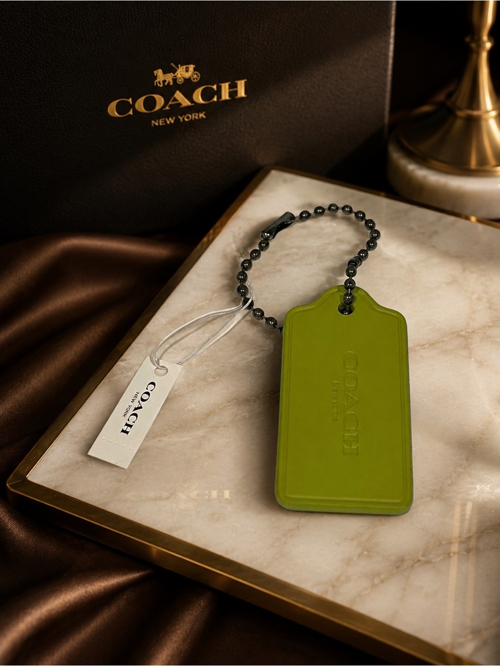 Coach New York Citrine Green Butterfly Hang Tag Bag Charm Keychain NWT - Picture 2 of 3